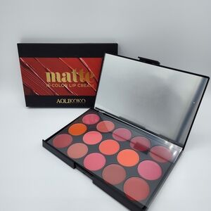 🎄Aolikoko Matte Lip Cream Palette 15 Shades ~ Bold to Neutral ~ New in Box